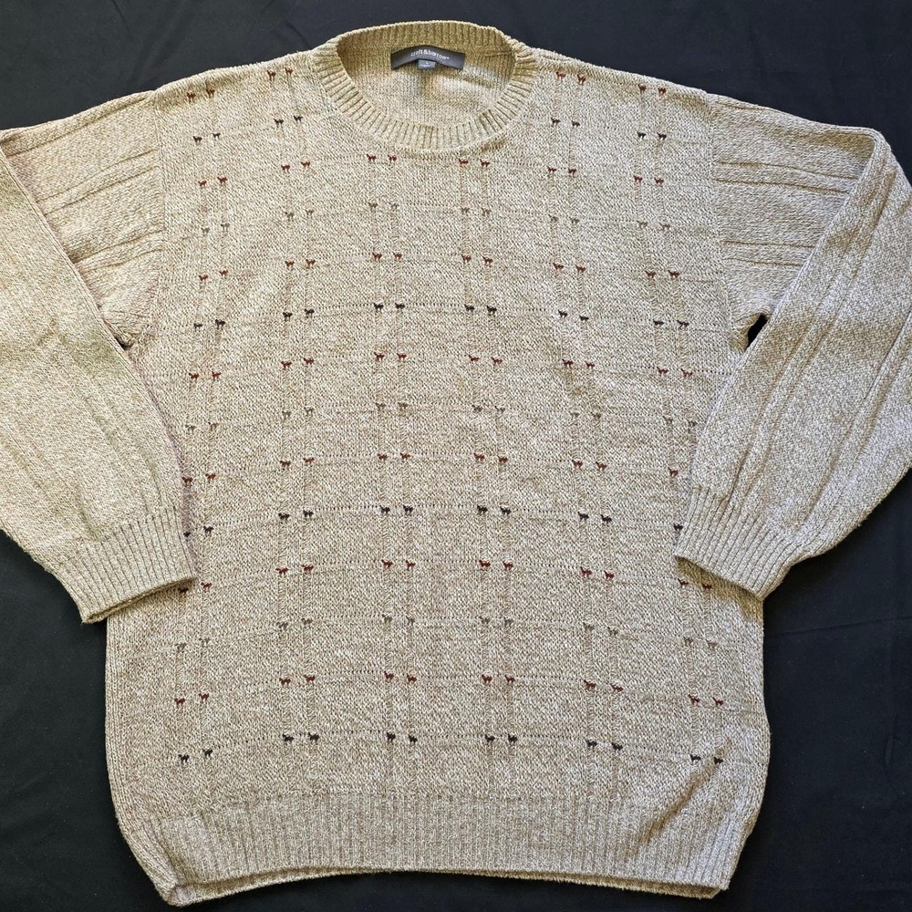 Vintage Croft & Barrow Men's Sweater L Made in USA‎ Speckled Cotton Blend